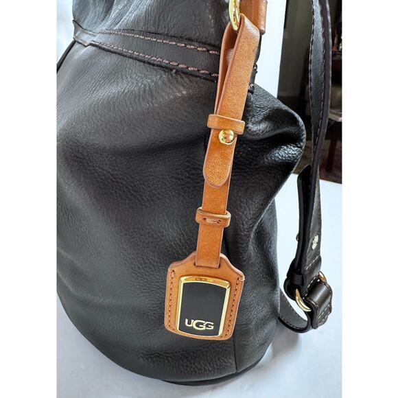 Rare UGG® Classic Hobo purse dark brown double top handles and strap - Picture 5 of 8